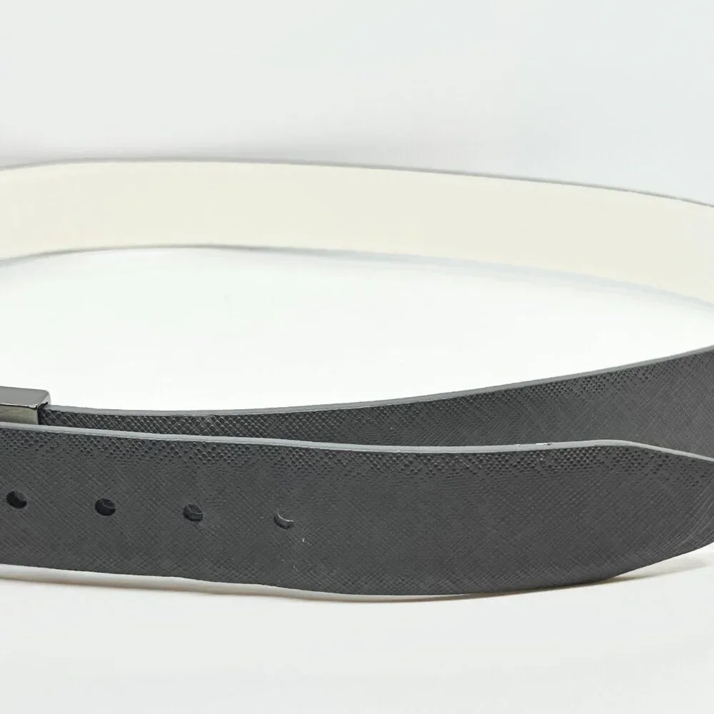 GREG NORMAN BELT Mens 36 Genuine Leather Gray Reversible White Shark Logo